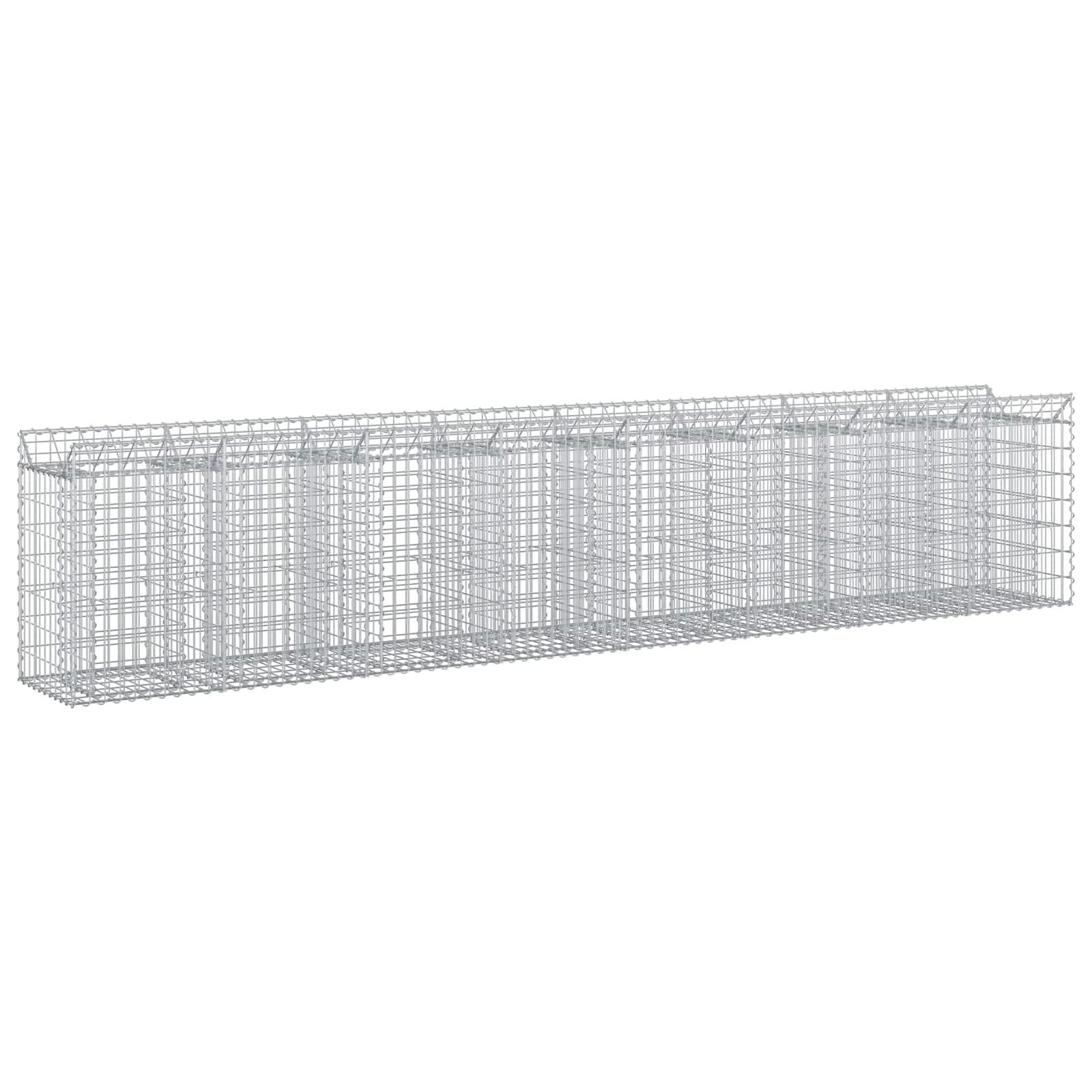 Gabion højbed 3 stk Sølv 400 x 50 x 80 cm Galvaniseret stål