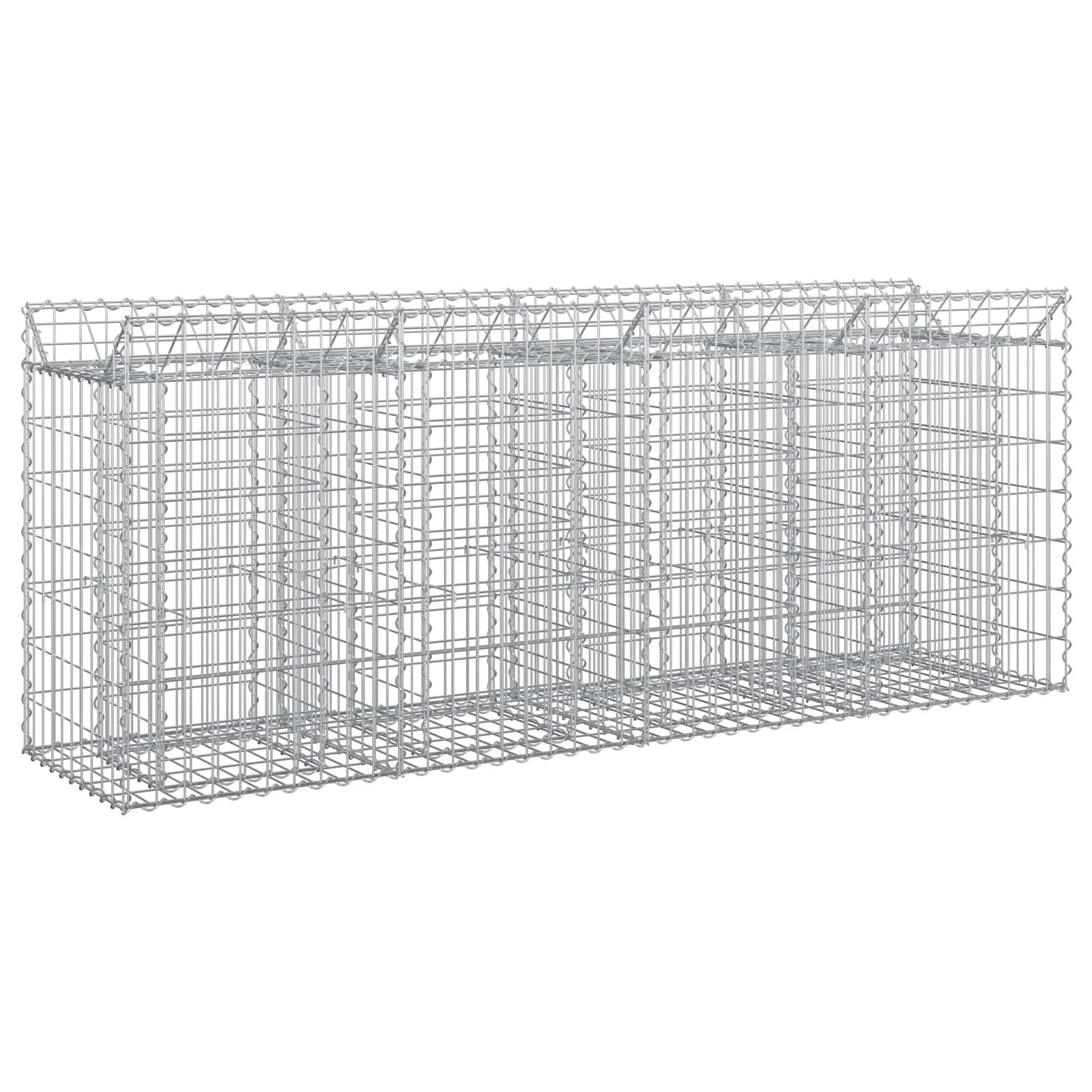 Gabion højbed 2 stk Sølv 200 x 50 x 80 cm Galvaniseret stål