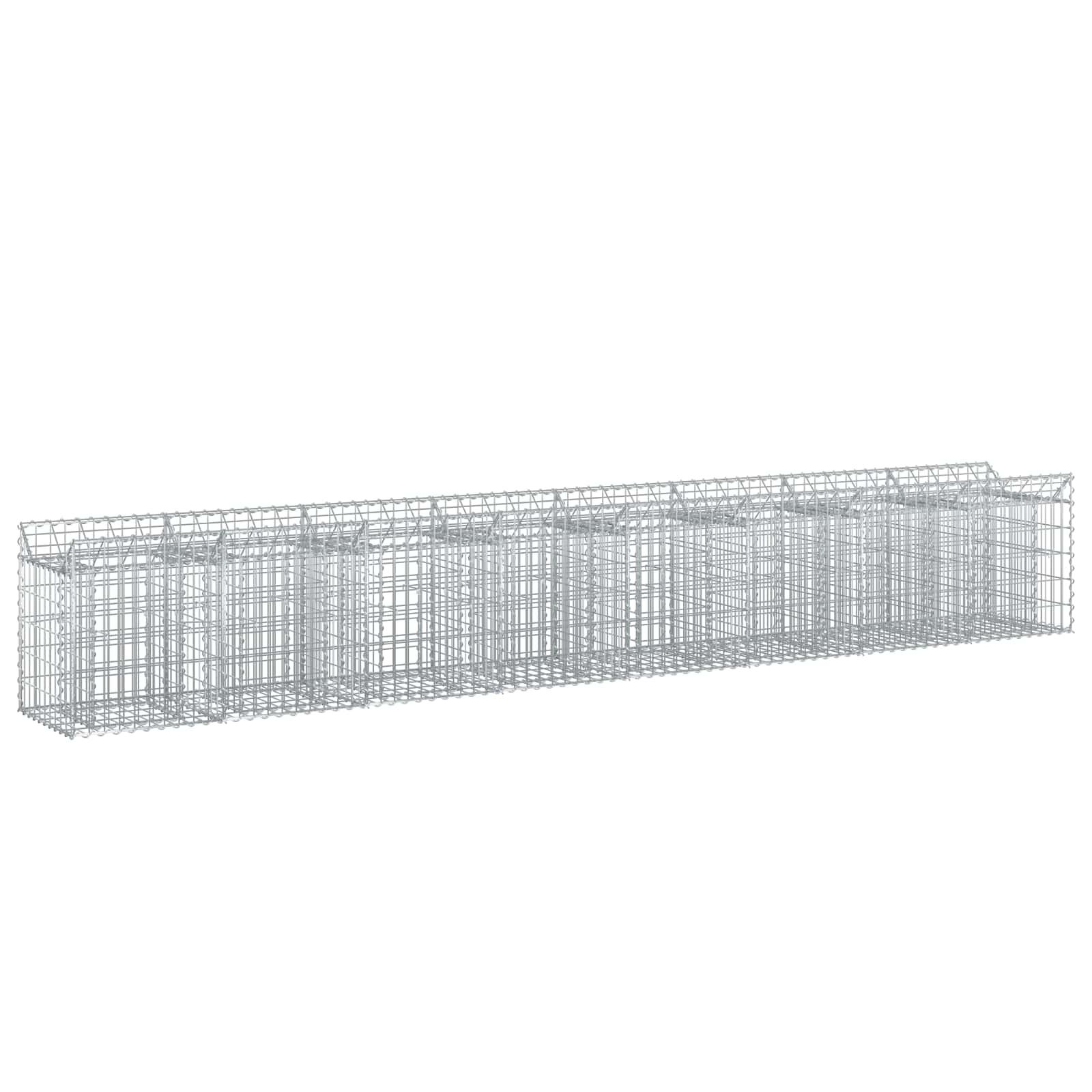 Gabion højbed 2 stk Sølv 400 x 50 x 60 cm Galvaniseret stål