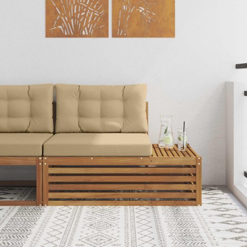 Udendørs end sofa med pude 3 Stk Naturfarvet 115 x 83 x 73 cm