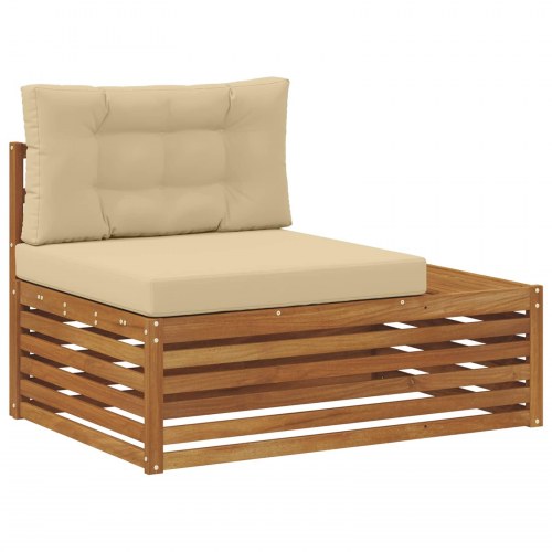 Udendørs end sofa med pude 3 Stk Naturfarvet 115 x 83 x 73 cm