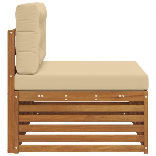 Udendørs end sofa med pude 3 Stk Naturfarvet 115 x 83 x 73 cm