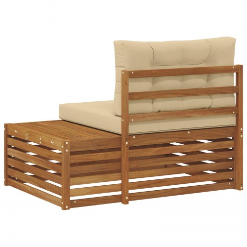 Udendørs end sofa med pude 3 Stk Naturfarvet 115 x 83 x 73 cm