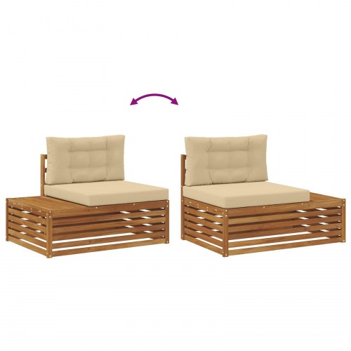 Udendørs end sofa med pude 3 Stk Naturfarvet 115 x 83 x 73 cm