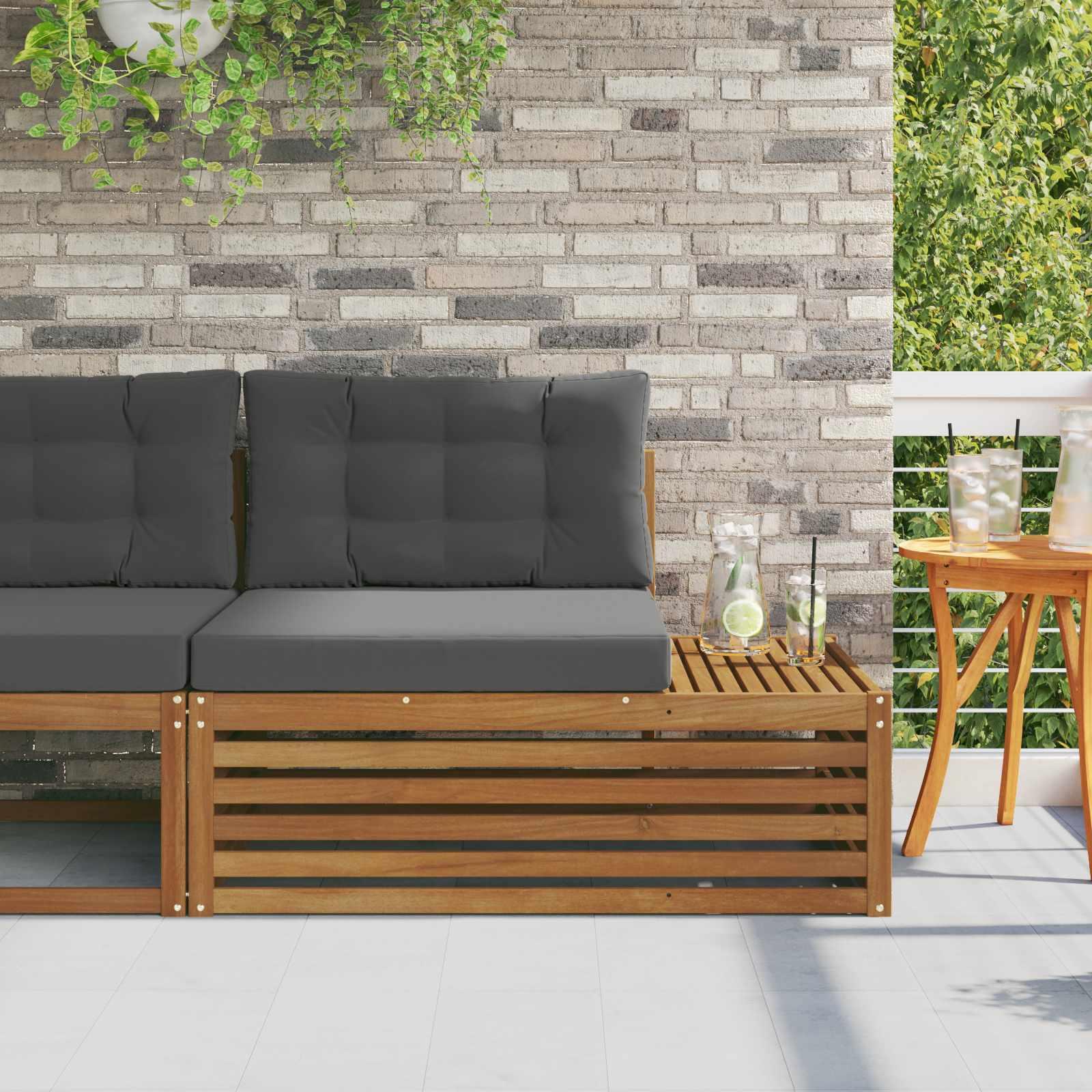 Udendørs end sofa med pude Naturfarvet 115 x 83 x 73 cm