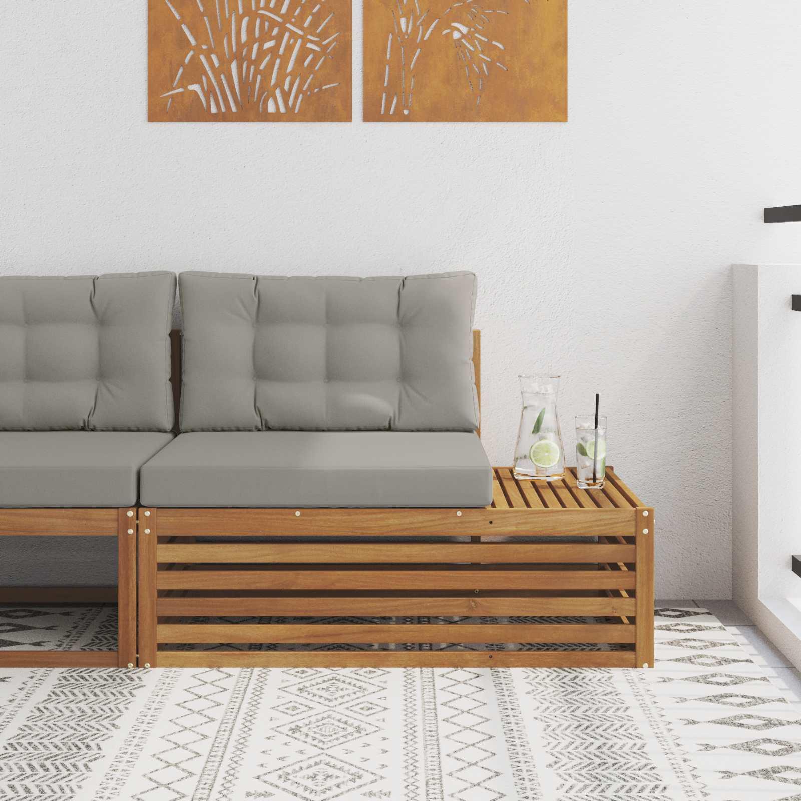 Udendørs end sofa med pude 3 Stk Naturfarvet 115 x 83 x 73 cm