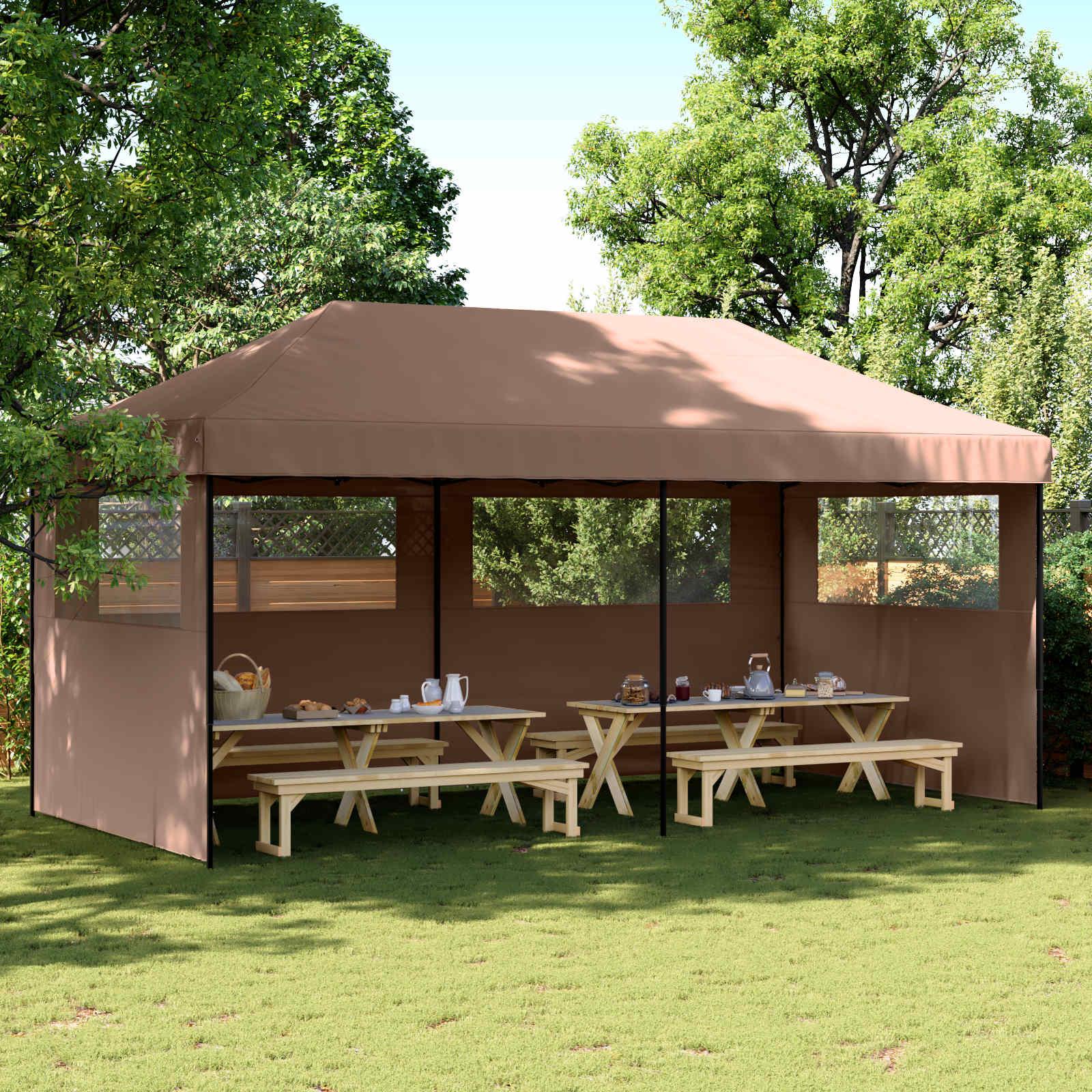 Partytelt pop-up - brun 292 × 580 × 315 cm i oxford-stof
