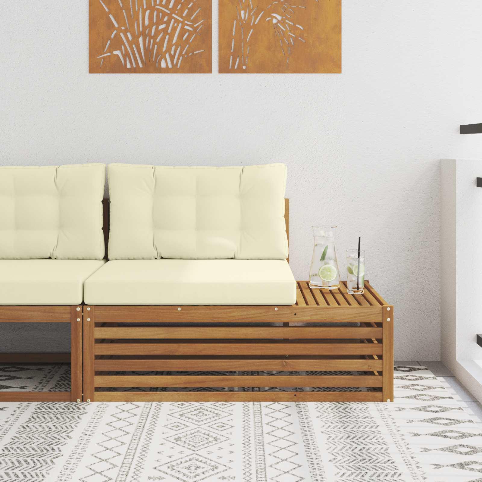 Udendørs end sofa med pude Naturfarvet 115 x 83 x 73 cm