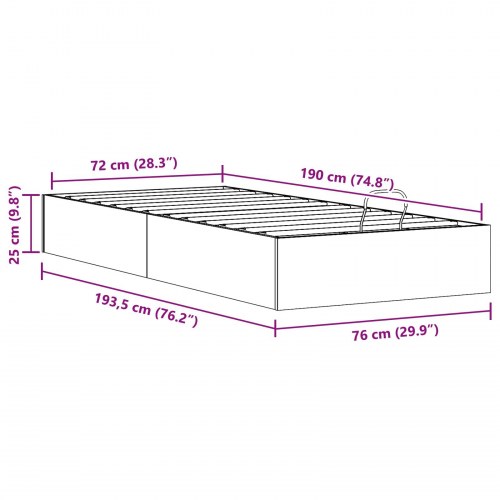 Otmansengestel med opbevaring 2 stk Naturfarvet 70 x 190 cm