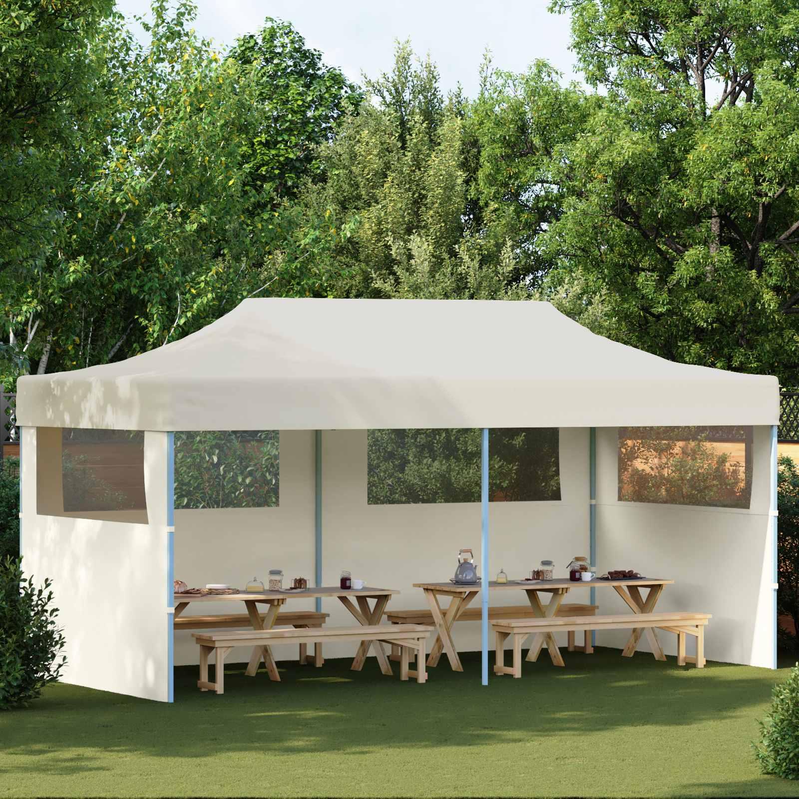 Partytelt pop-up i creme - oxford-stof, 291 × 580 × 315 cm