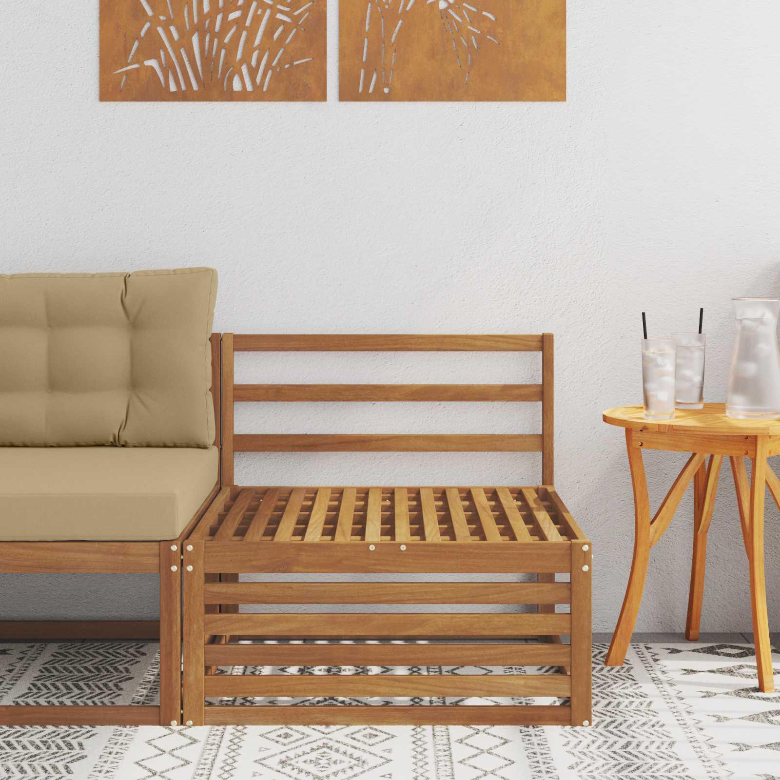 Udendørs Mellem Sofa Massivt Akacietræ Naturfarvet