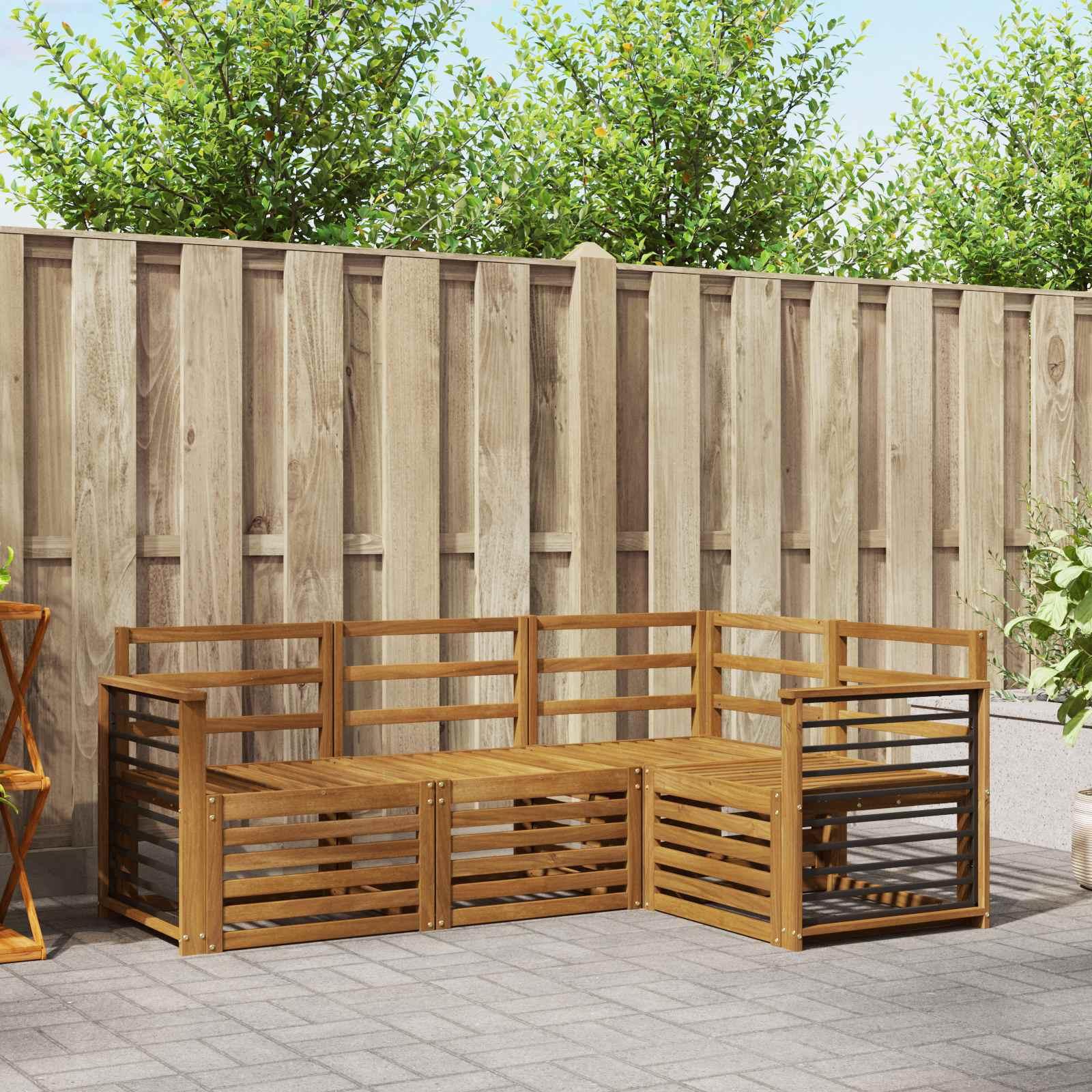 Sofasæt til terrasse - 4 dele i naturfarvet massivt akacietræ