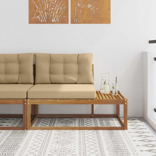 Udendørs end sofa med pude Naturfarvet 115 x 83 x 73 cm