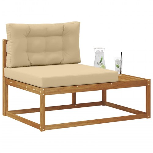 Udendørs end sofa med pude Naturfarvet 115 x 83 x 73 cm