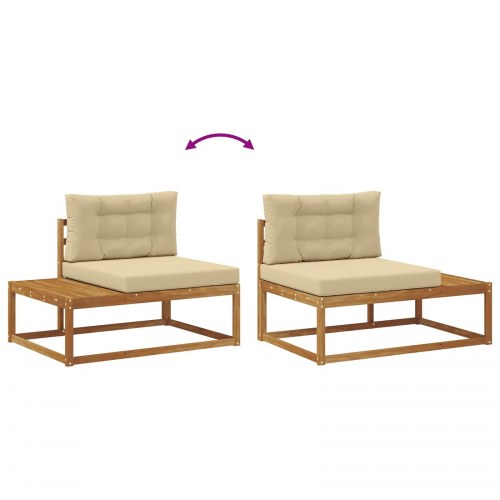 Udendørs end sofa med pude Naturfarvet 115 x 83 x 73 cm