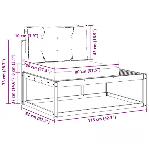 Udendørs end sofa med pude Naturfarvet 115 x 83 x 73 cm