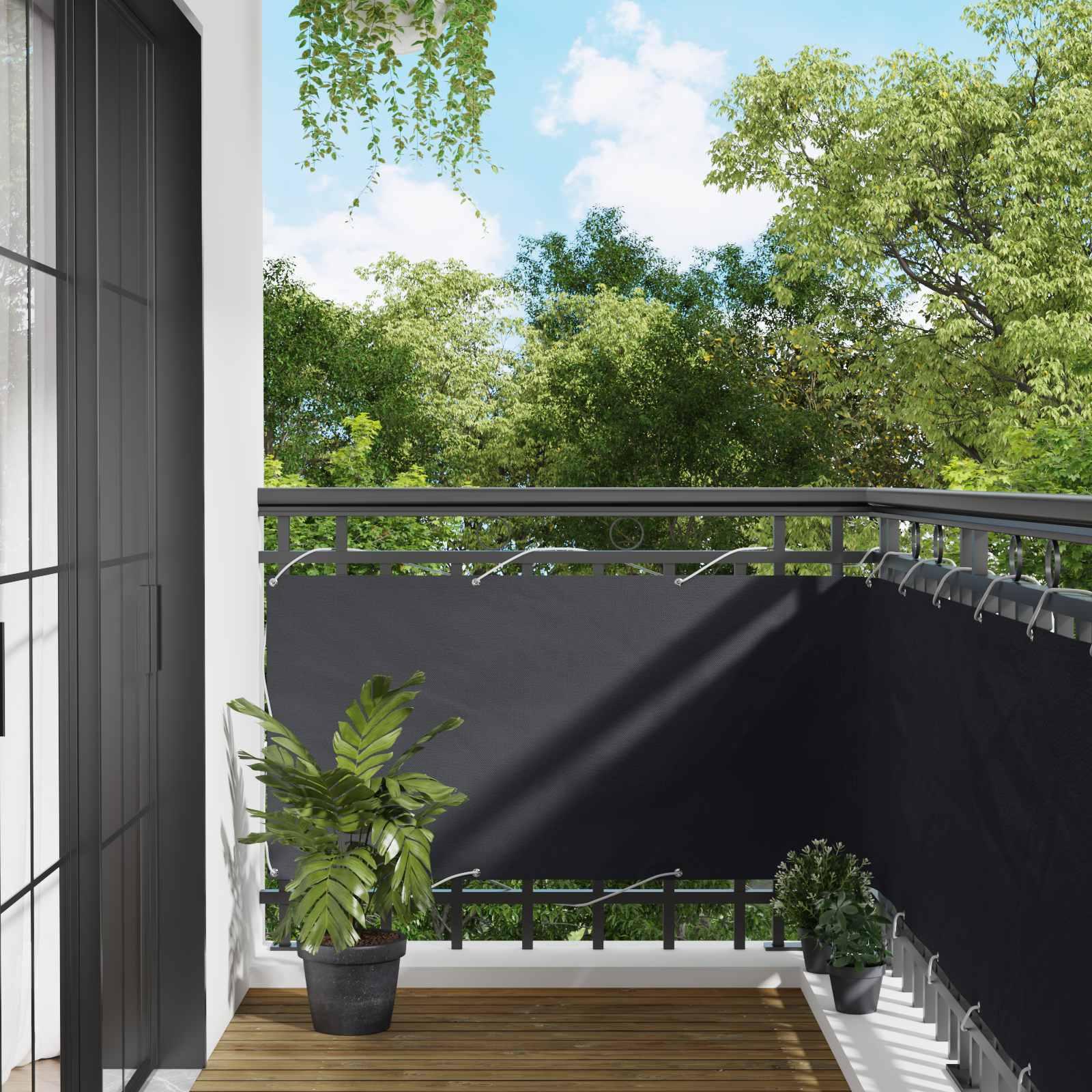 Altan Skærm Sort 75 x 200 cm PU belagt oxford alu