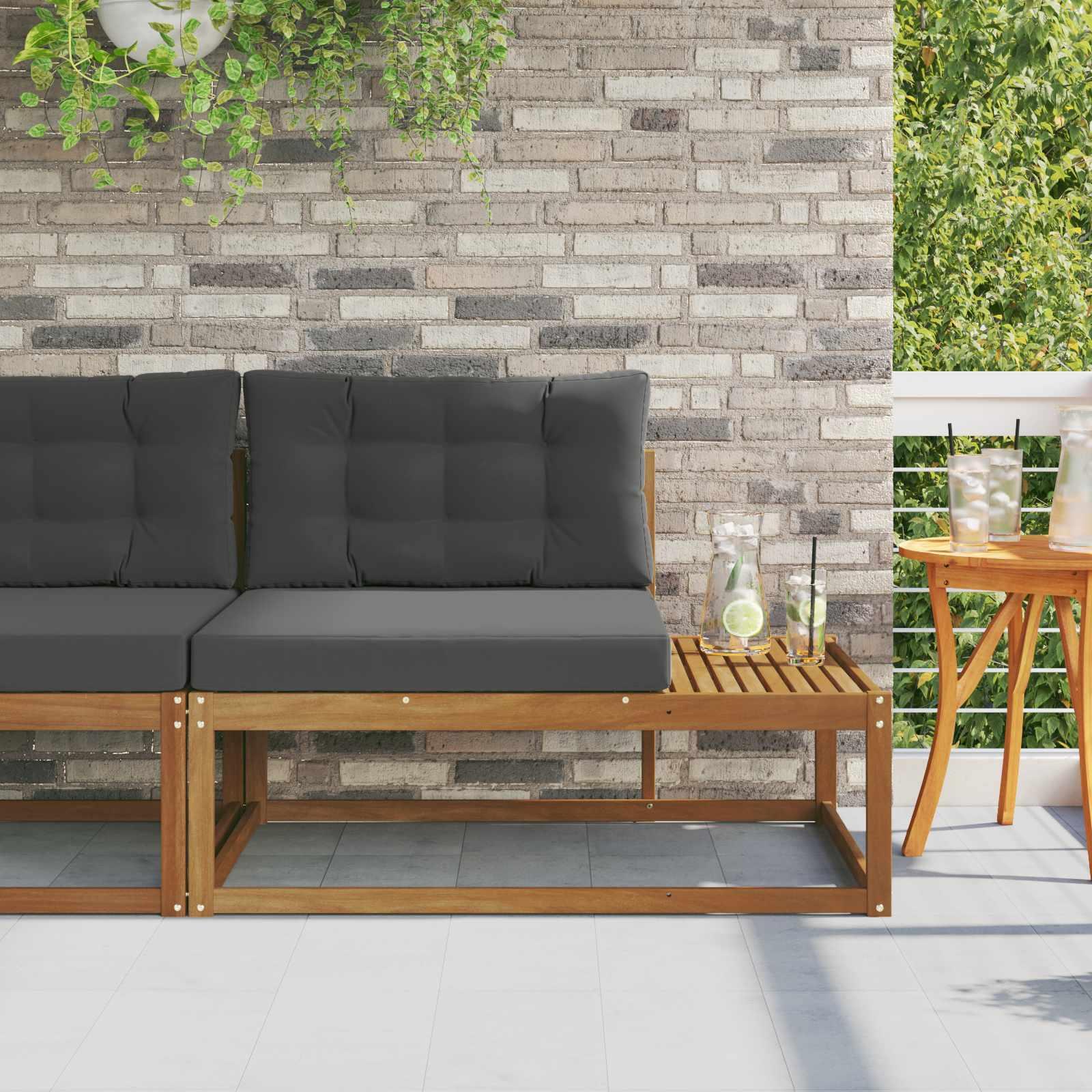 Udendørs end sofa med pude Naturfarvet 115 x 83 x 73 cm