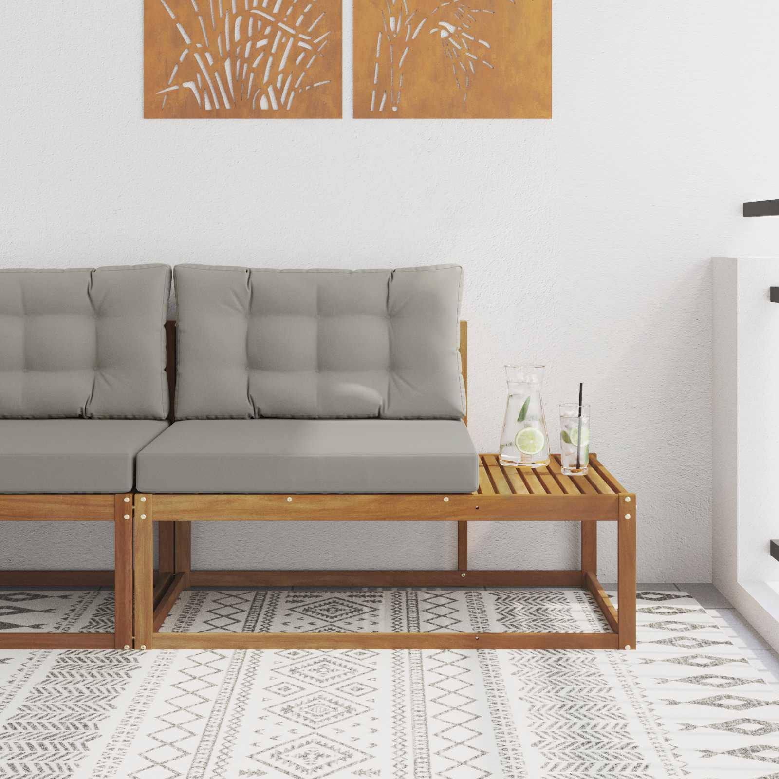 Udendørs end sofa med pude Naturfarvet 115 x 83 x 73 cm