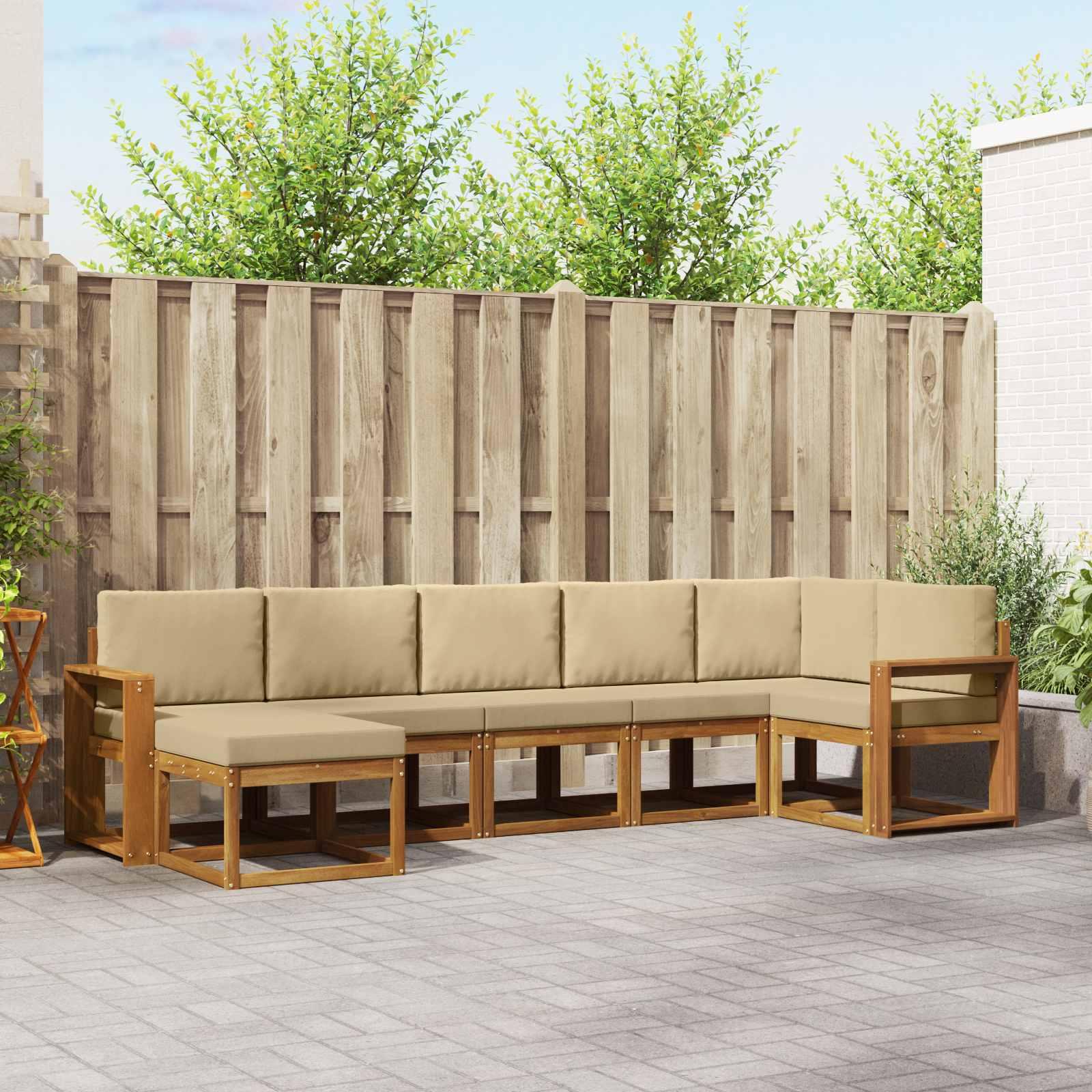 Sofa Sæt 7 stk Naturlig og Beige Soli Akacietræ og polyester