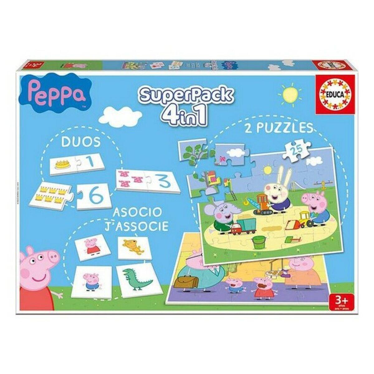 Educa Peppa Pig SuperPack 4 i 1 - lærerspil og puslespil