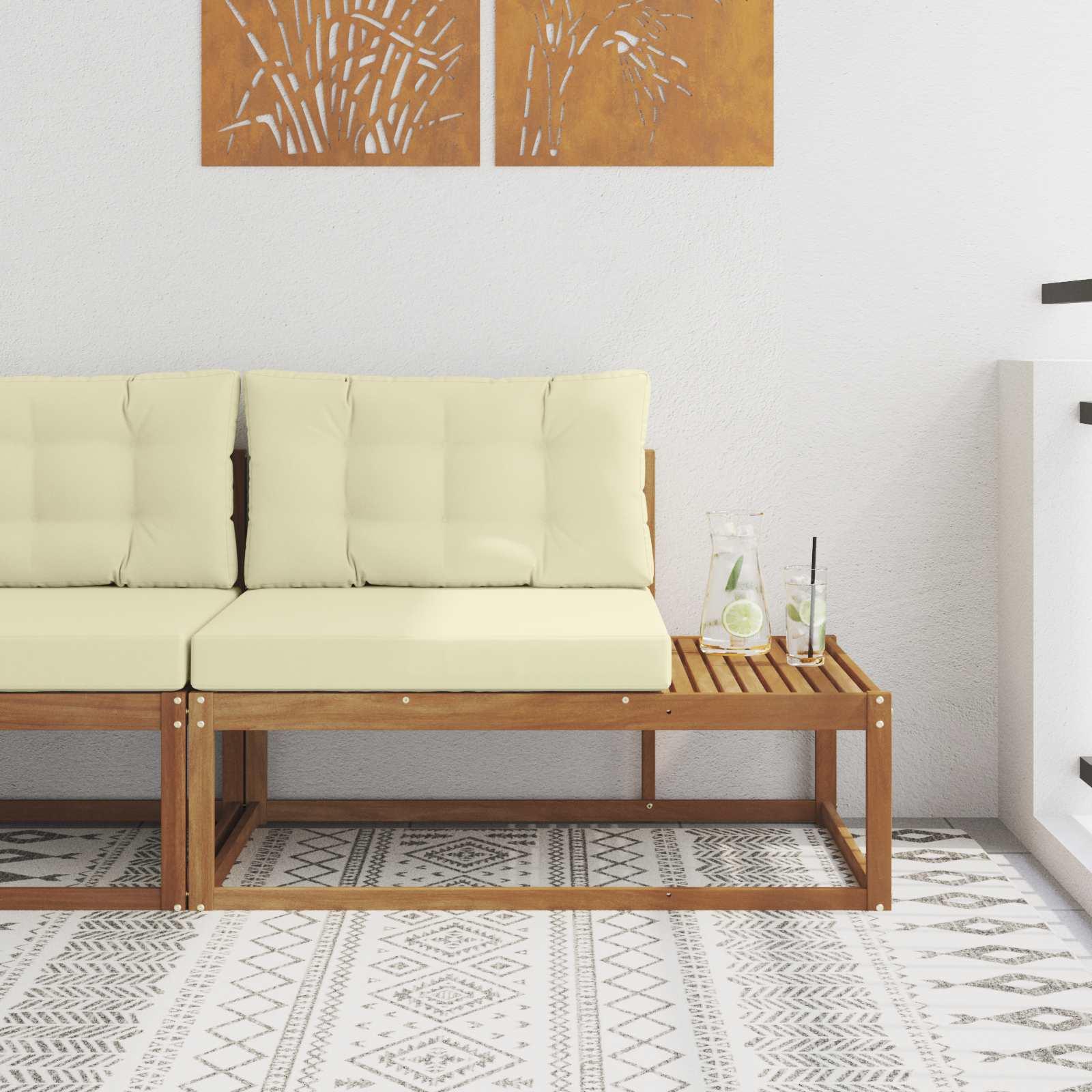 Udendørs end sofa med pude Naturfarvet 115 x 83 x 73 cm