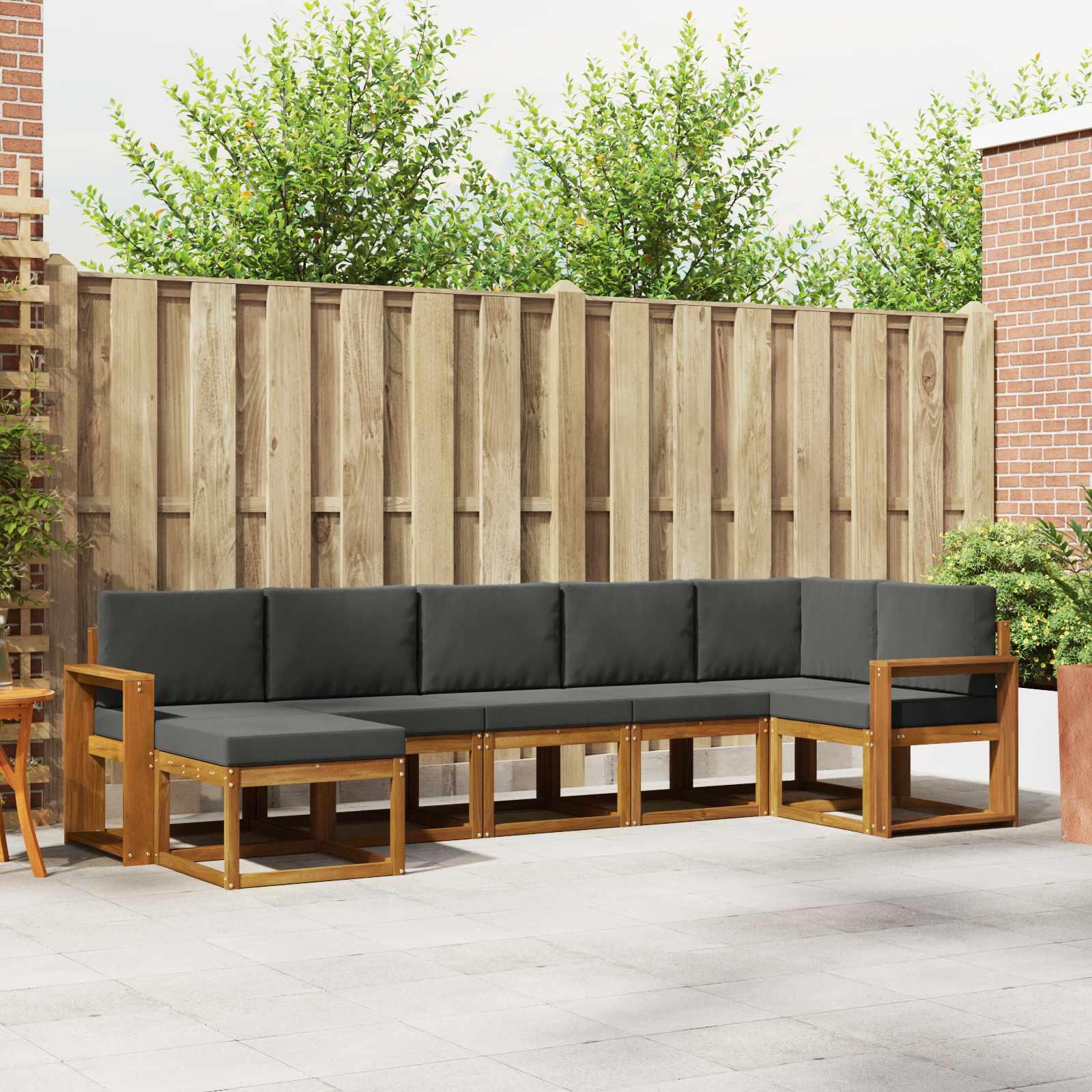 Sofa Sæt 7 stk Naturlig og Antracit Soli Akacietræ og polyester