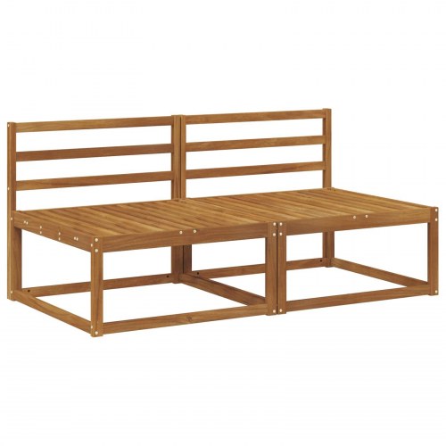2 Stk Udendørs Mellem Sofa Massivt Akacietræ Naturfarvet