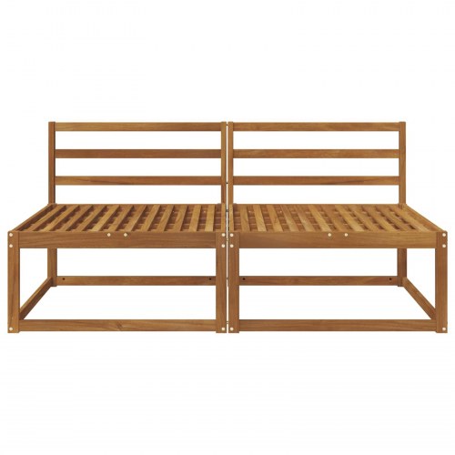 2 Stk Udendørs Mellem Sofa Massivt Akacietræ Naturfarvet