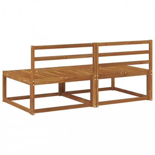 2 Stk Udendørs Mellem Sofa Massivt Akacietræ Naturfarvet
