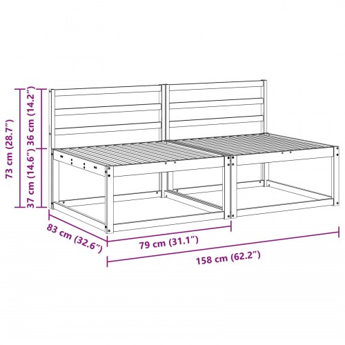 2 Stk Udendørs Mellem Sofa Massivt Akacietræ Naturfarvet