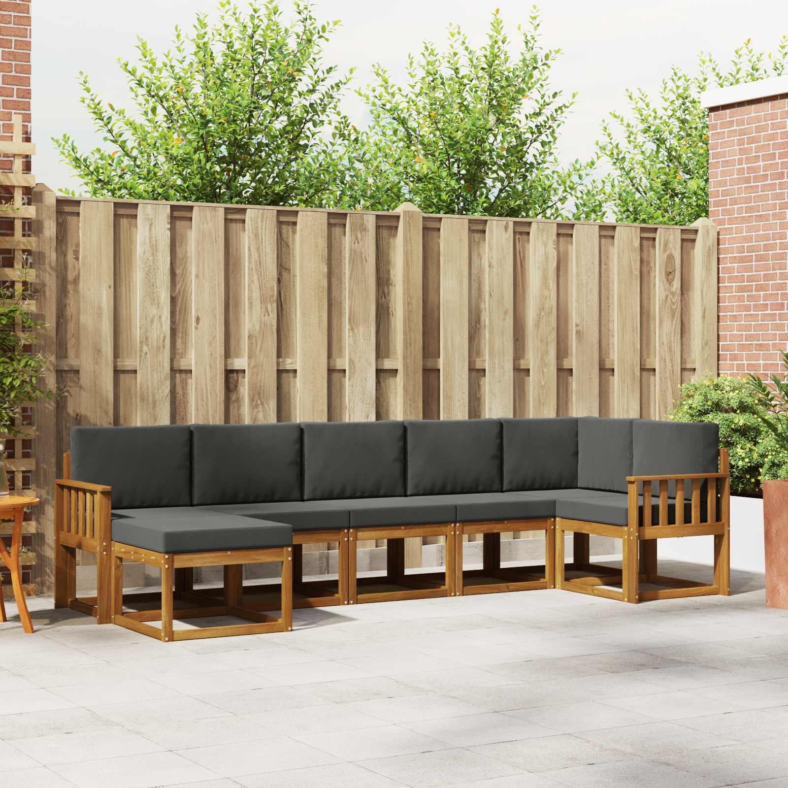 Sofa Sæt 7 stk Naturlig og Antracit Soli Akacietræ og polyester