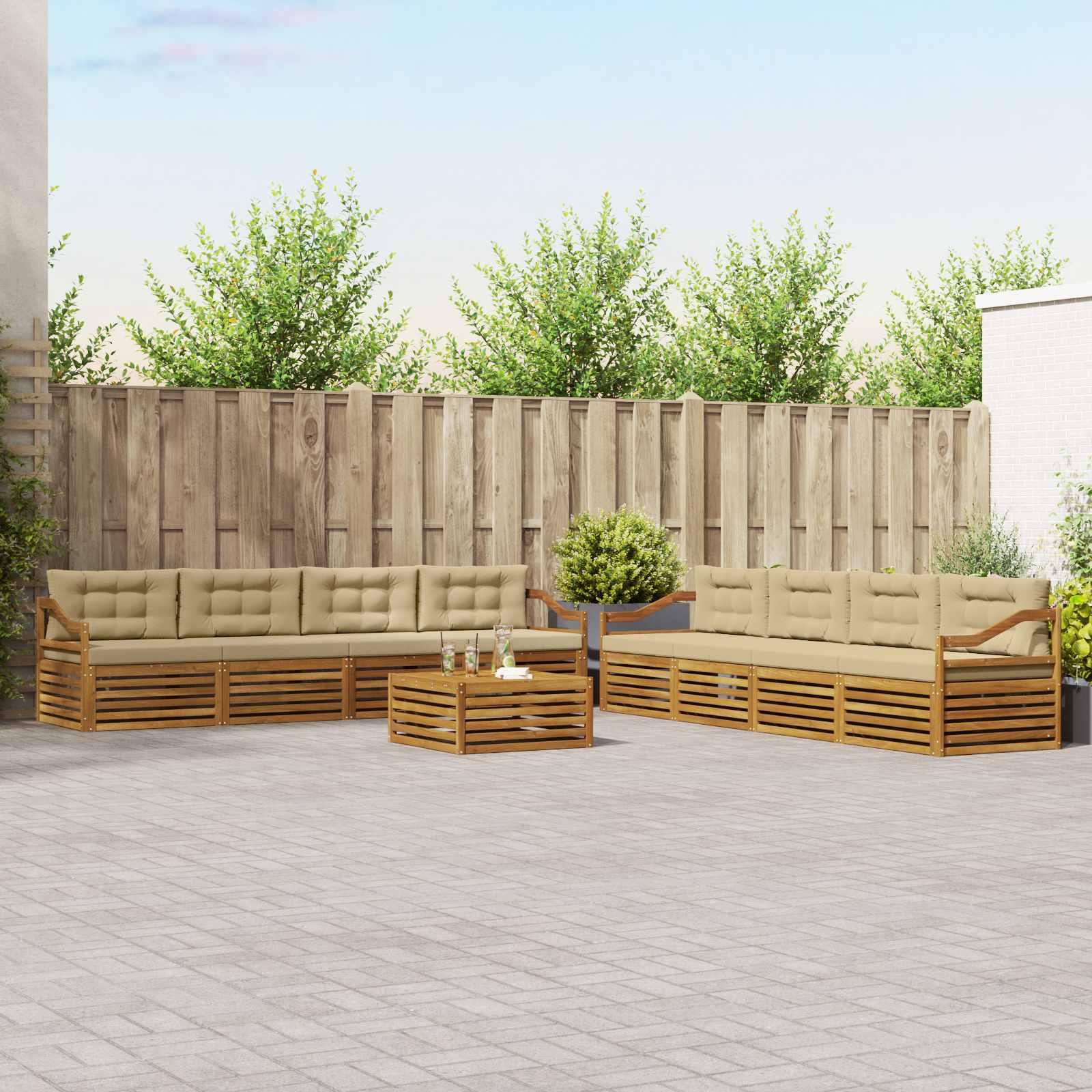 UdendÃ¸rs sofagruppe med pude 9 stk Naturlig og Beige