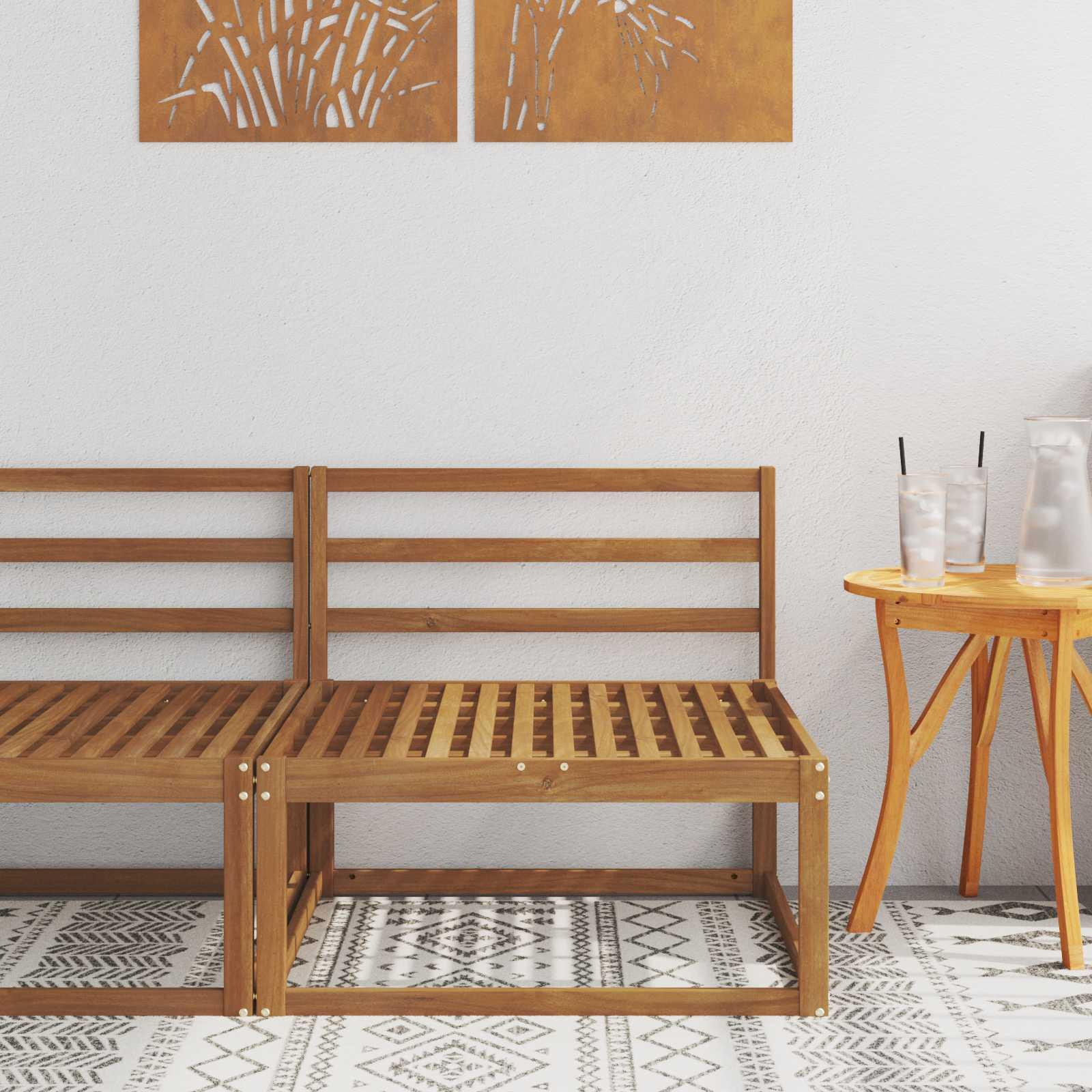 Udendørs Mellem Sofa Massivt Akacietræ Naturfarvet