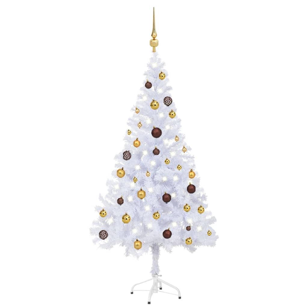 Kunstigt juletræ med lys og kuglesæt 150 cm 380 grene