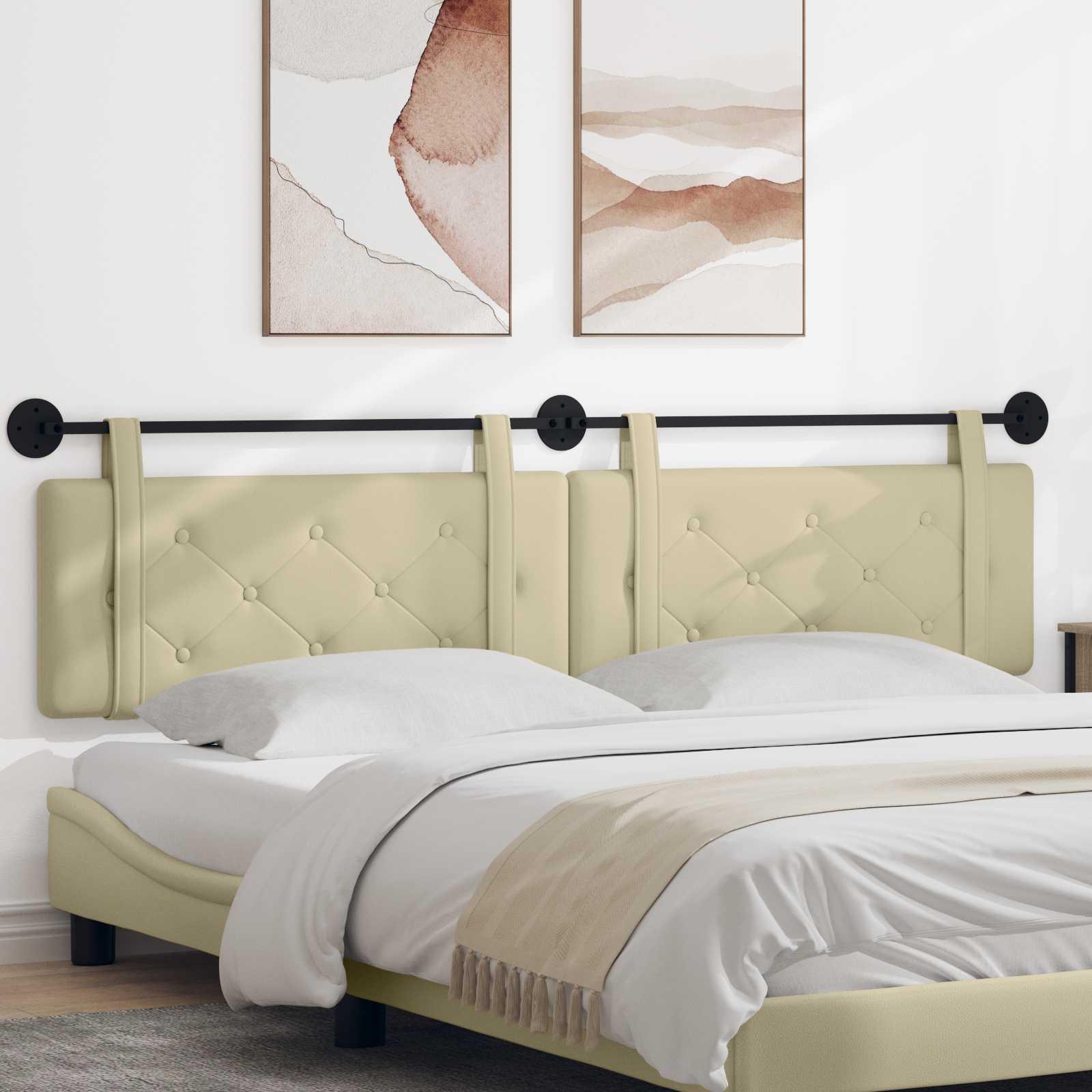 Hængende Hovedgavl Vægmonteret Creme 210 x 55 x 5 cm Faux læder