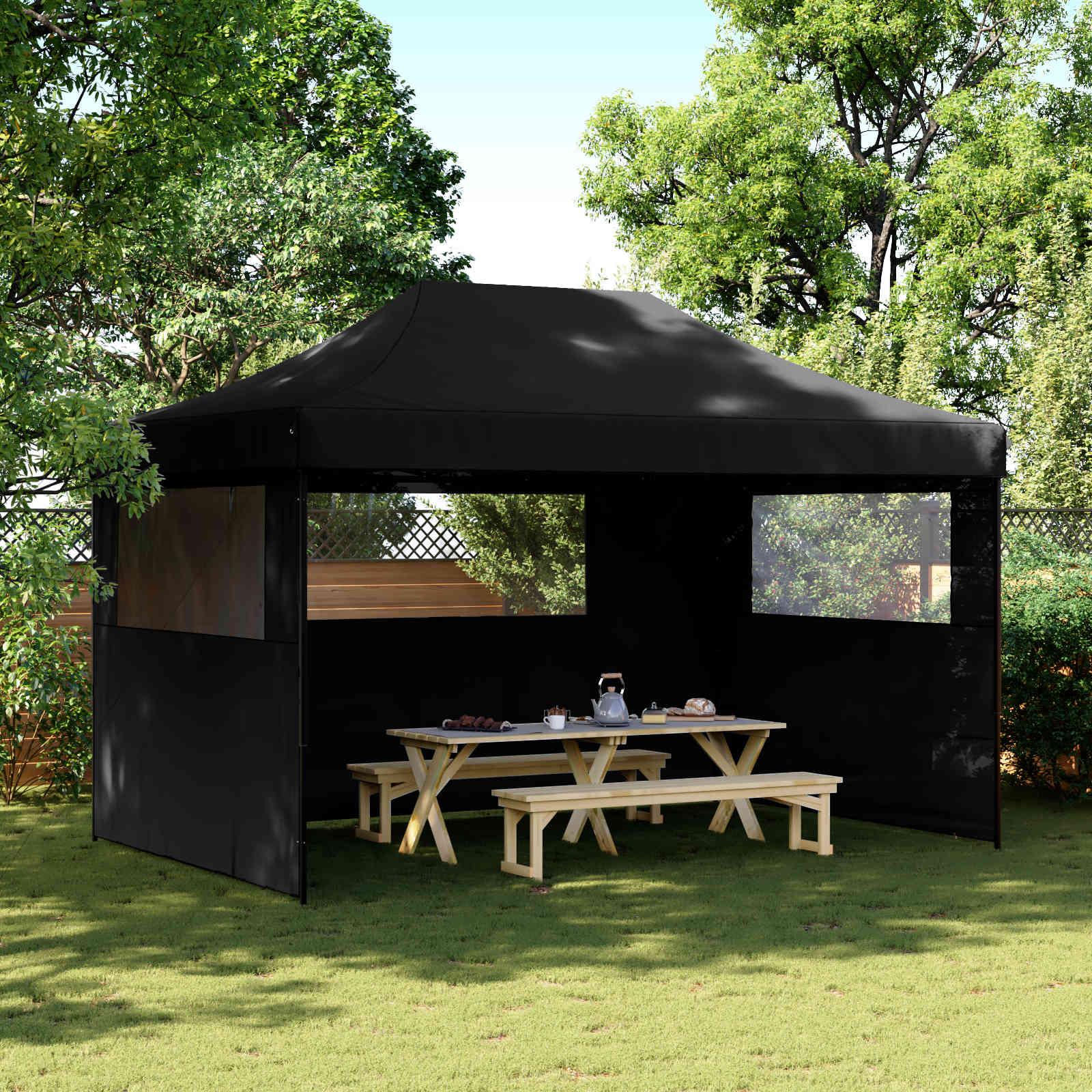 Foldbart Telt Pop-Up 3 X 4,5 M - Sort / med 2 sidevægge