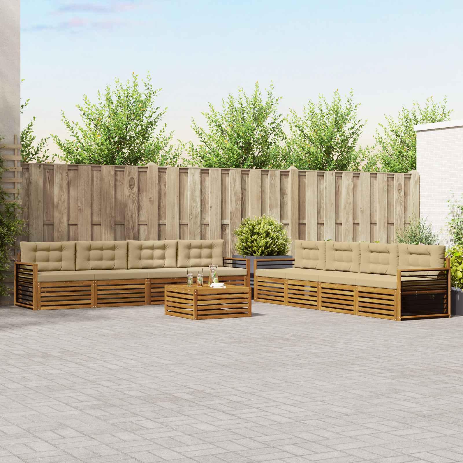 UdendÃ¸rs sofagruppe med pude 9 stk Naturlig og Beige
