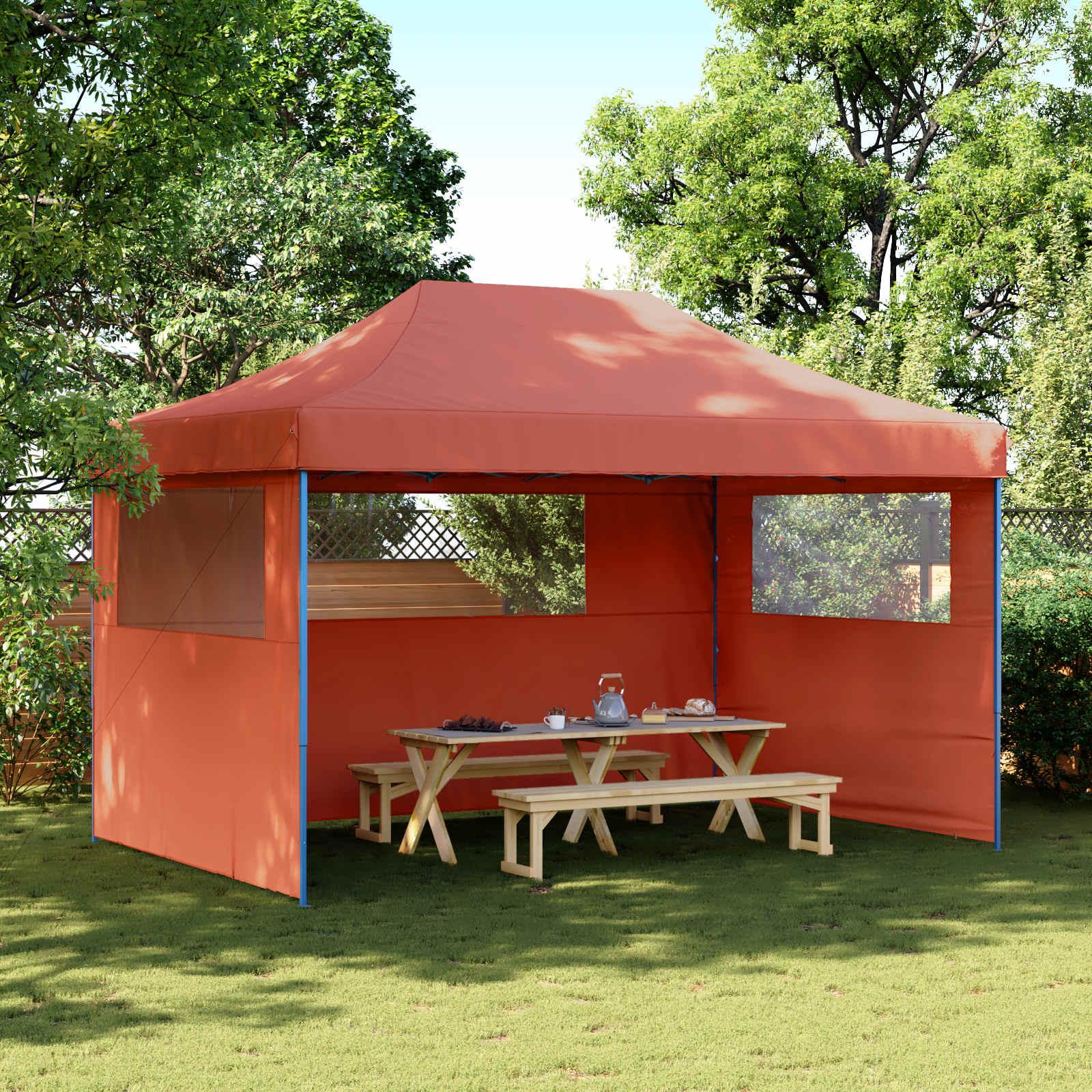 Foldbart Telt Pop-Up 3 X 4,5 M - Terrakotta / med 2 sidevægge