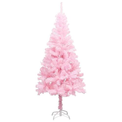 Kunstigt juletræ med lys og kuglesæt 120 cm PVC lyserød
