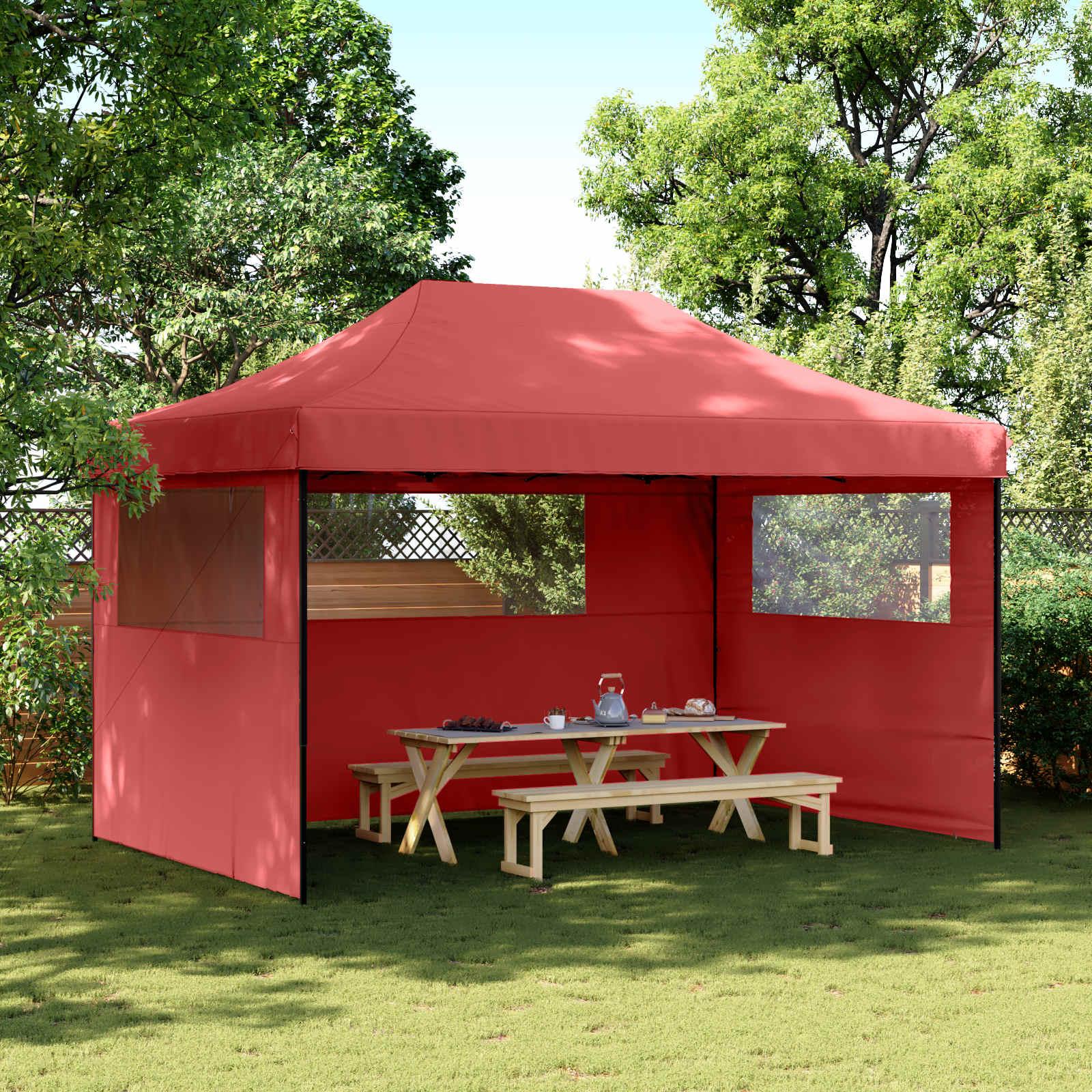 Foldbart Telt Pop-Up 3 X 4,5 M - Bordeaux / med 2 sidevægge
