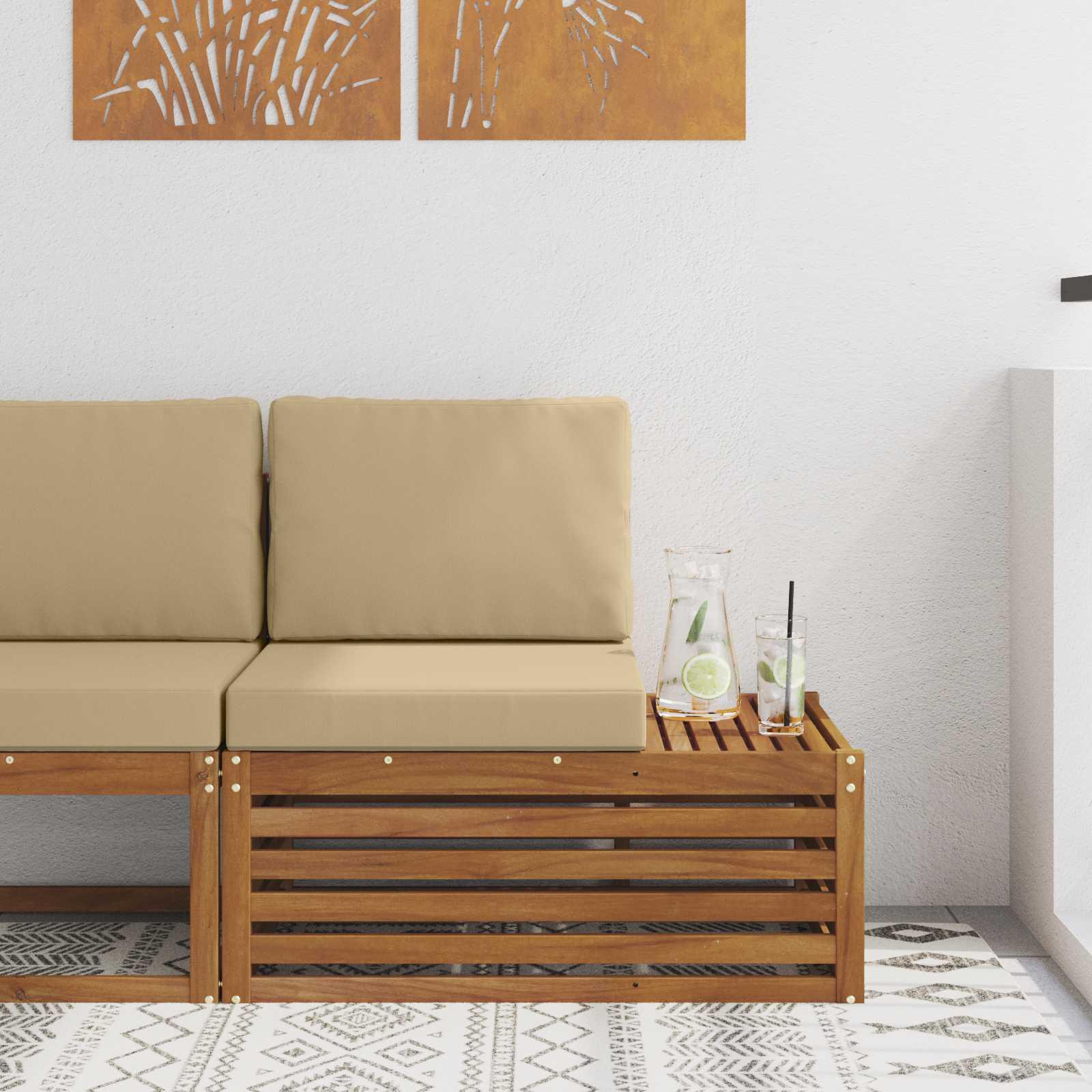 Udendørs end sofa Naturfarvet 91 x 63 x 73 cm Massivt Akacietræ