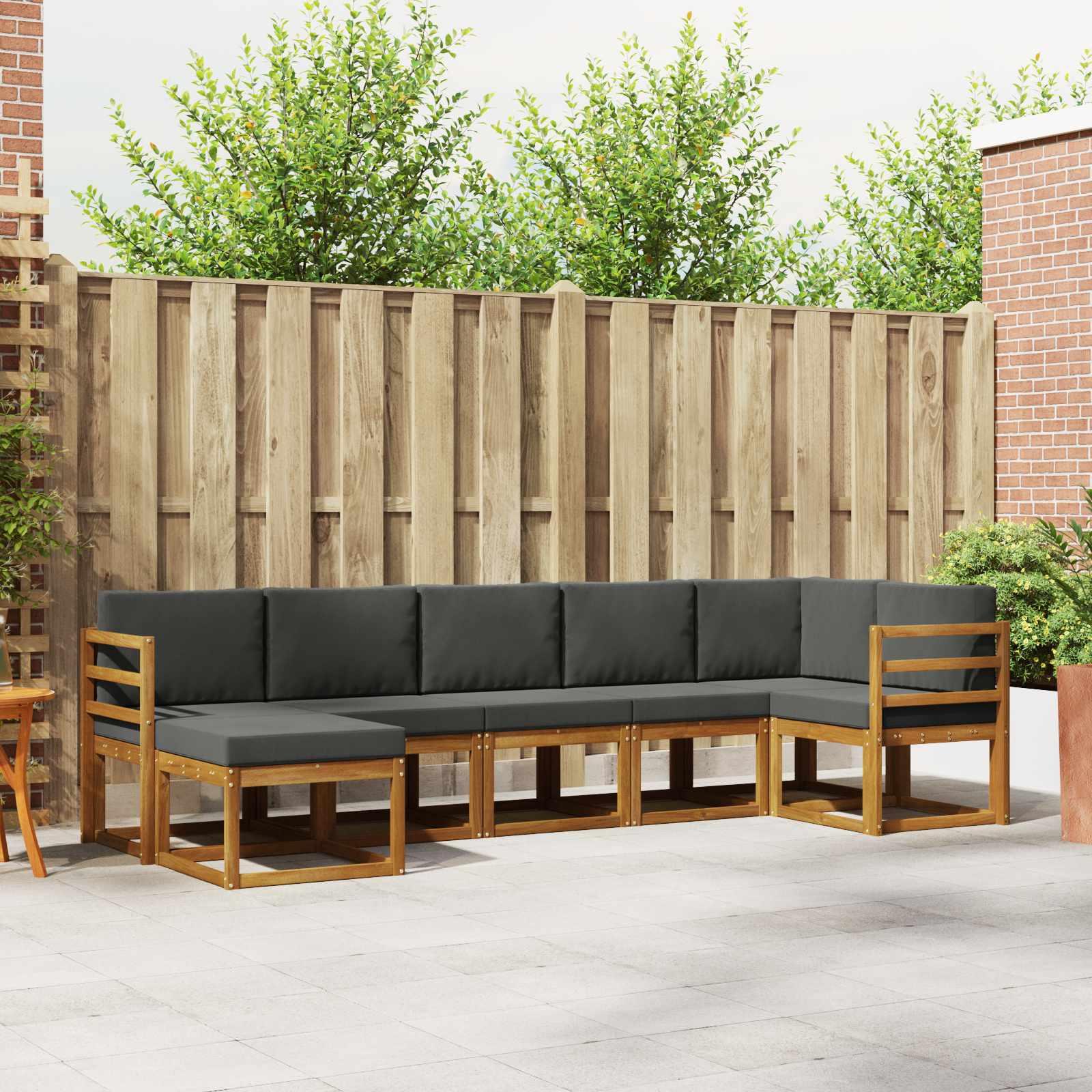 Sofa Sæt 7 stk Naturlig og Antracit Soli Akacietræ og polyester