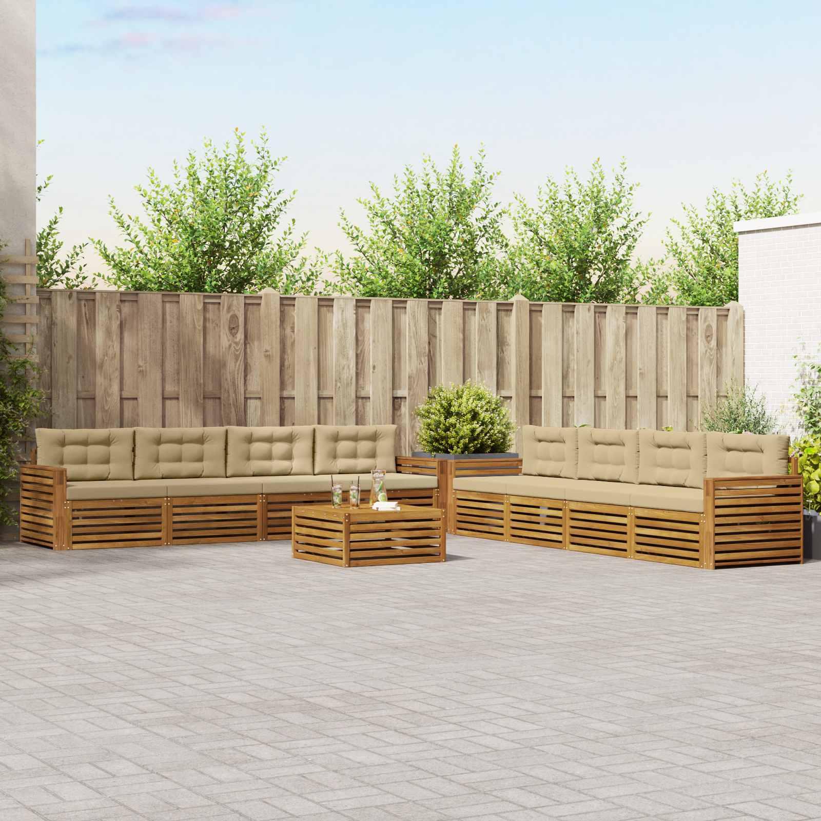 UdendÃ¸rs sofagruppe med pude 9 stk Naturlig og Beige