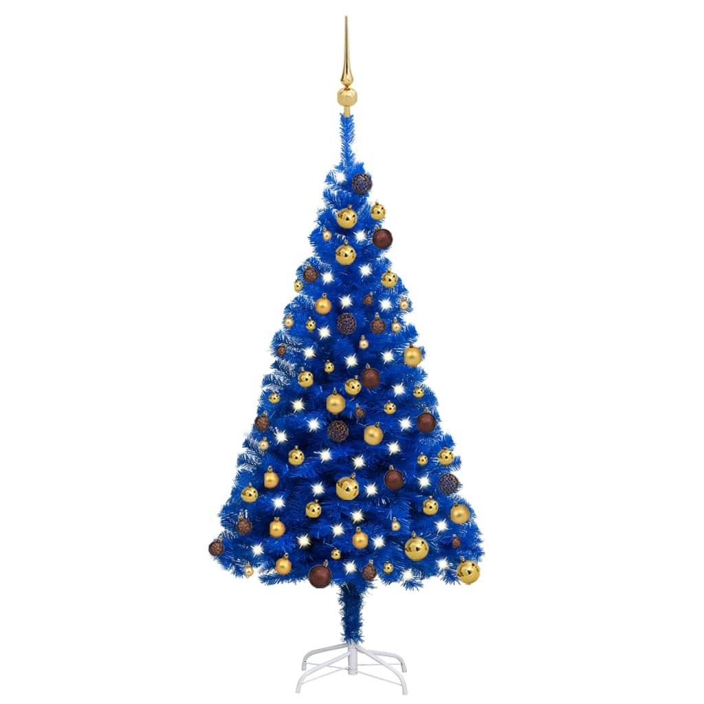 Kunstigt juletræ med lys og kuglesæt 120 cm PVC blå