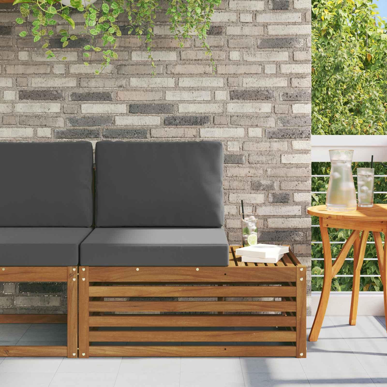 Udendørs end sofa Naturfarvet 91 x 63 x 73 cm Massivt Akacietræ