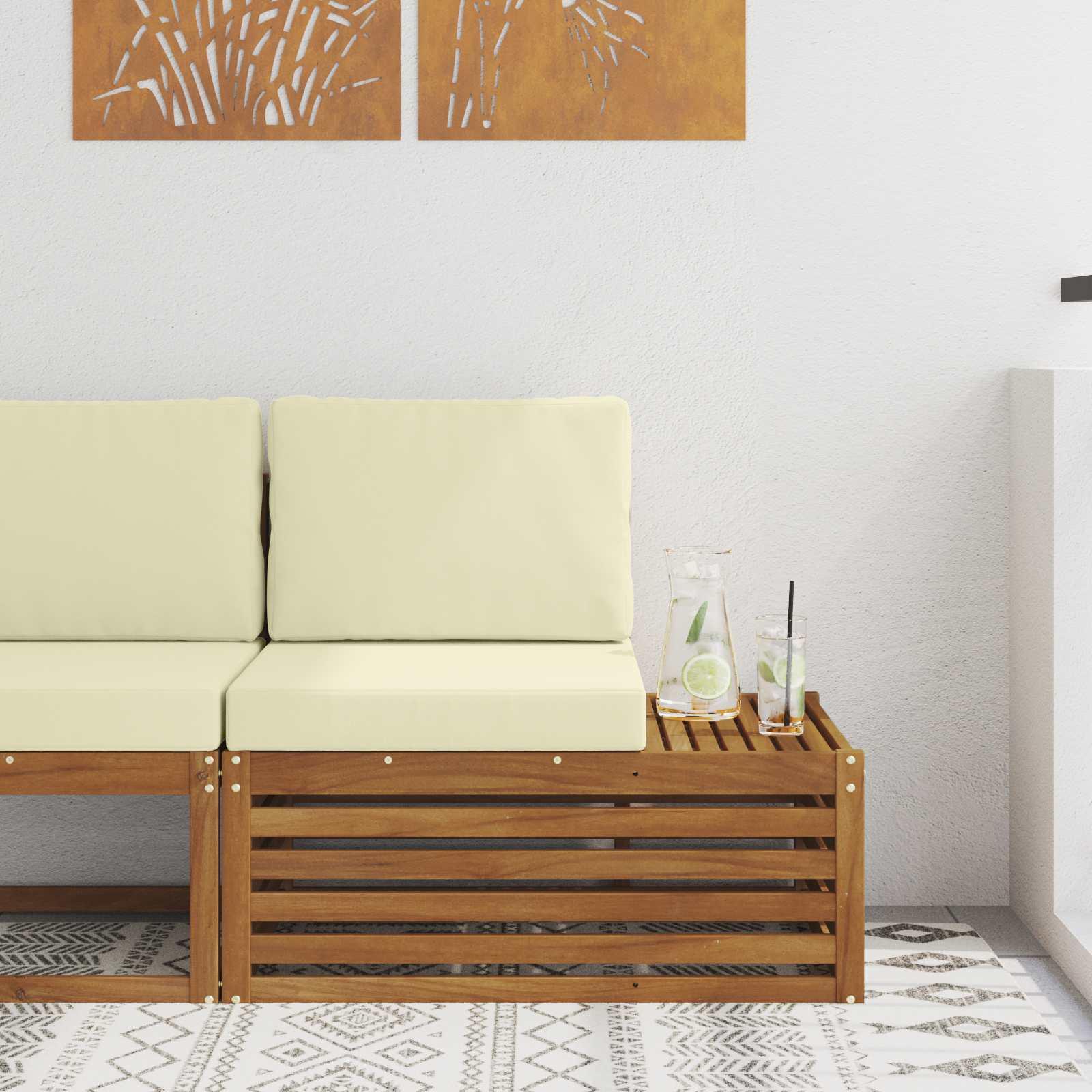 Udendørs end sofa Naturfarvet 91 x 63 x 73 cm Massivt Akacietræ