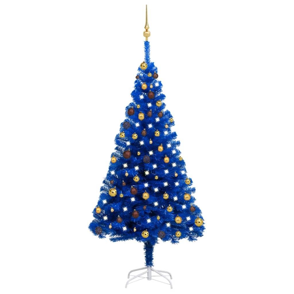 Billede af Kunstigt juletræ med lys og kuglesæt 180 cm PVC blå hos Boligcenter.dk