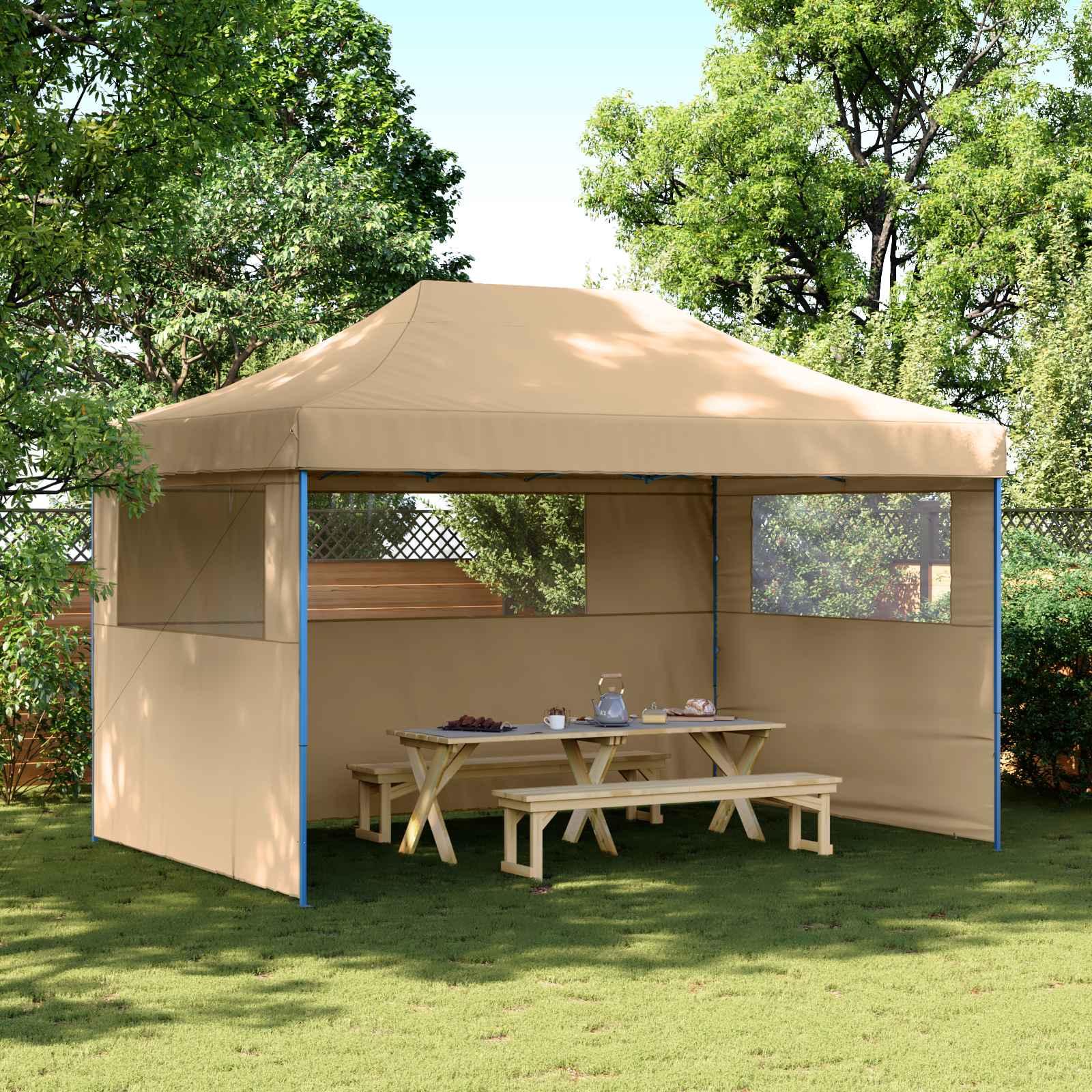 Foldbart Telt Pop-Up 3 X 4,5 M - Beige / med 2 sidevægge