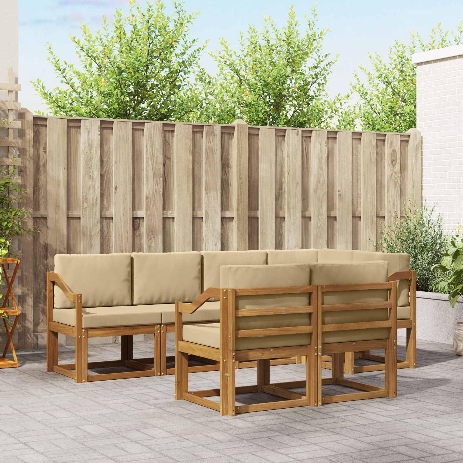 Sofa SÃ¦t 7 stk Naturlig og Beige Soli AkacietrÃ¦ og polyester